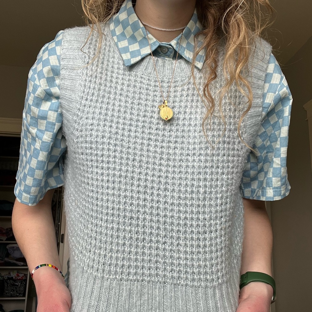 Blue knit sweater vest!